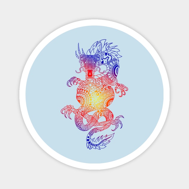 Dragon Mandala Streetwear T-Shirt Magnet by g14u